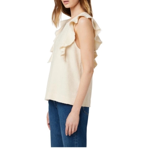 JOE'S • Women’s The Alana Tank Ruffle Shirt Blouse In Natural - Picture 8 of 11